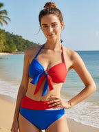 Damen hochtaillierter Bikini mit verspieltem Knoten-Design