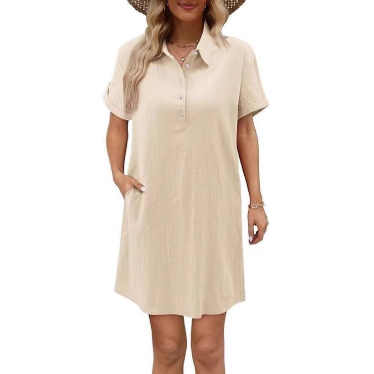 Damen lässiges Hemdkleid mit Knopfleiste und Seitentaschen R&B