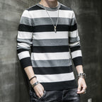 Herren gestreifter Pullover aus weichem Baumwollmix R&B