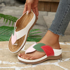 Damen Komfortable Zehentrenner-Sandalen mit ästhetischen Blattapplikationen R&B