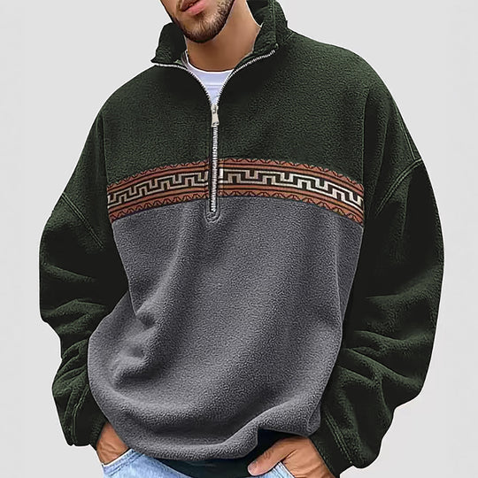 Herren Fleece Pullover mit modischem Stehkragen R&B