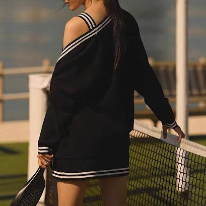 Damen Strickjacke mit kontrastierenden Borten und Taschen R&B