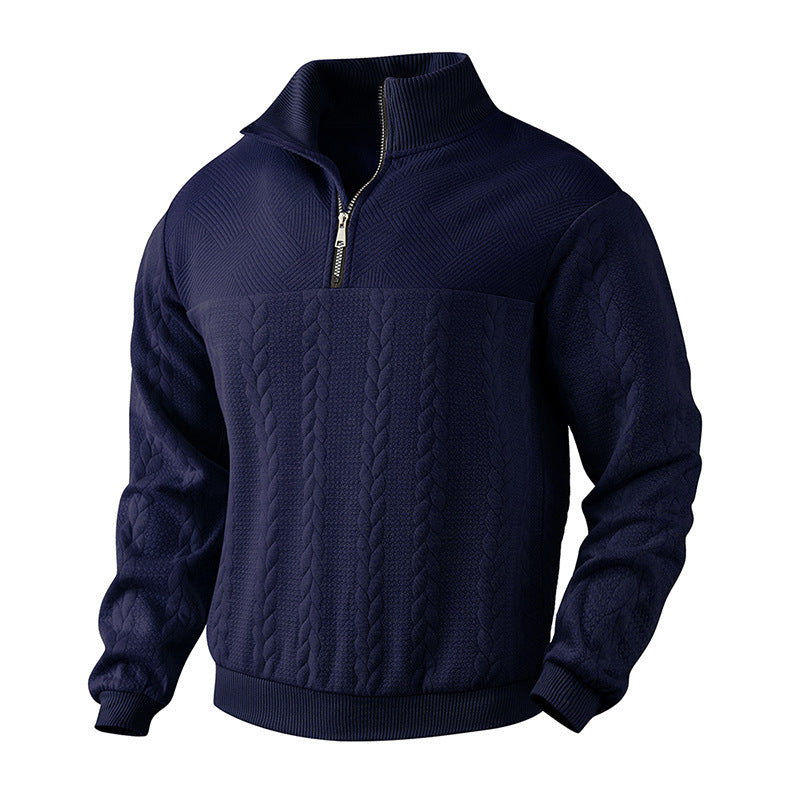 Herren Strickpullover mit Reißverschluss und strukturiertem Design R&B