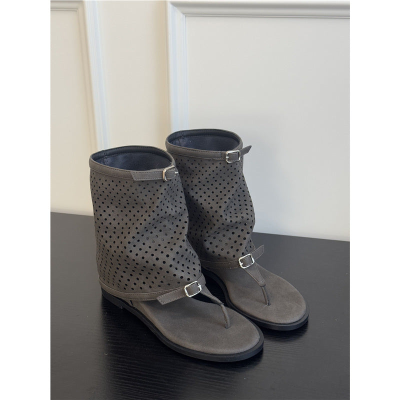 Damen modische Stiefeletten mit perforiertem Design R&B