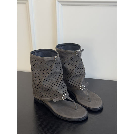 Damen modische Stiefeletten mit perforiertem Design R&B