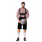 Herren nan authentische Trachten-KniR&Bundhose aus wildlederähnlichem Material mit verstellbaren Trägern und besticktem Brustlatz R&B