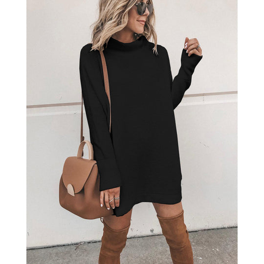 Damen Kuscheliges Oversize-Kleid mit Rollkragen und langen Ärmeln R&B