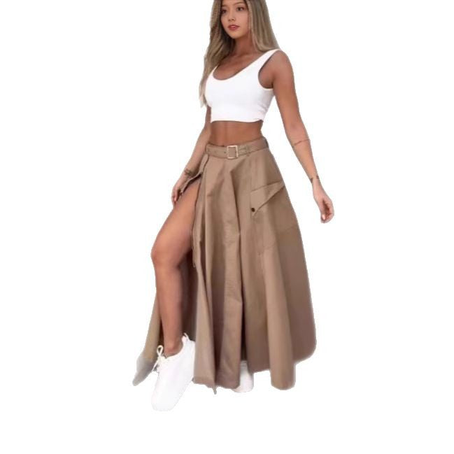 Damen Maxirock mit hohem Schlitz und praktischen Taschen R&B