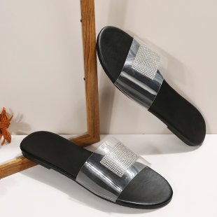 Damen Glamouröse Slides mit funkelnden Strass-Applikationen R&B