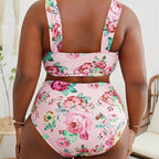 Damen Bikini-Set mit floralem Crop-Top und hohem Taillen-Schnitt R&B