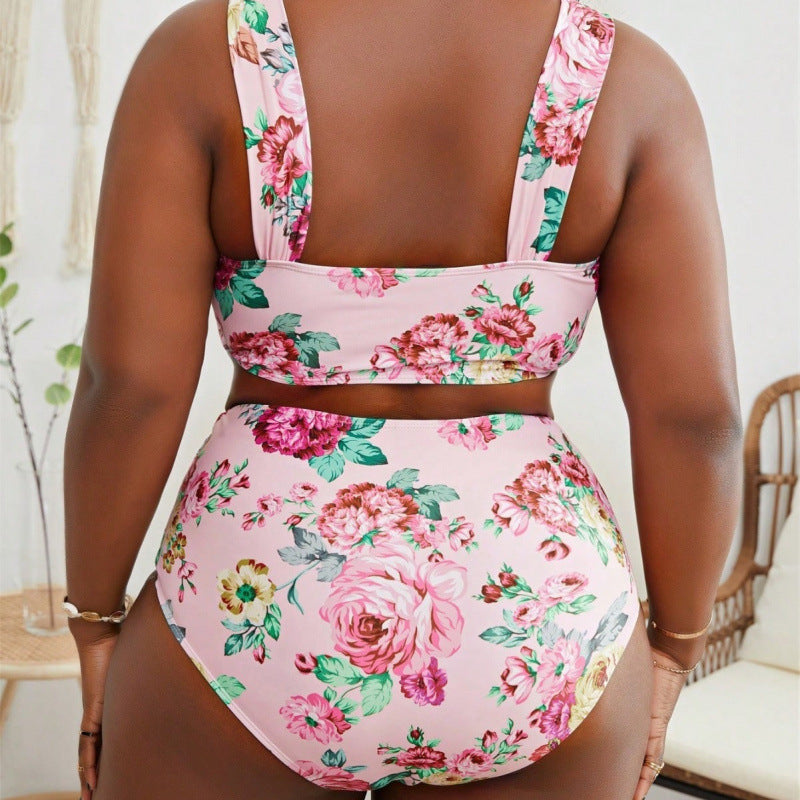 Damen Bikini-Set mit floralem Crop-Top und hohem Taillen-Schnitt R&B