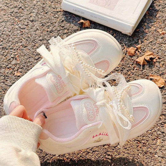 Damen Sportliche Sneaker mit modischem Spitzenelement und atmungsaktiver Oberfläche R&B