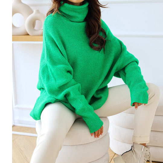 R&B | Damen Strickpullover mit Rollkragen lockerer Sitz, einfarbig