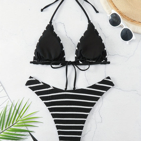 Damen Triangel-Bikini mit raffinierten Streifen R&B