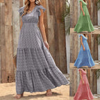 Damen Maxikleid mit Rüschendetails und voluminösem Rock R&B