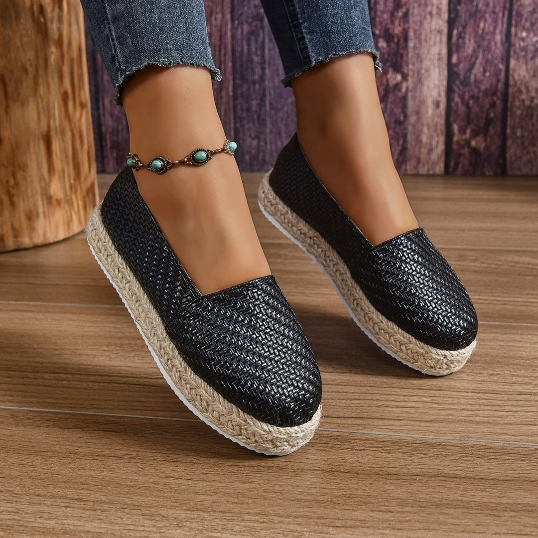 Damen Espadrilles mit flexiblem Kork-Sohle und trendiger Webstruktur R&B