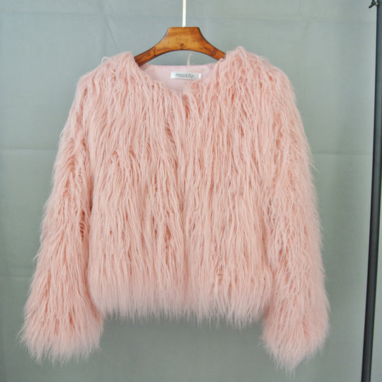 Damen Flauschige Kunstfelljacke mit lockerer Passform und voluminösem Design R&B