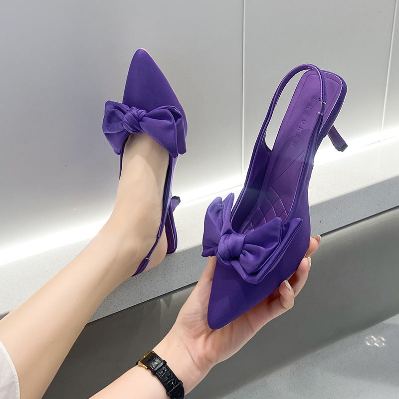 Damen elegante Slingback-Pumps mit modischem Schleifen-Detail und komfortablem Blockabsatz R&B