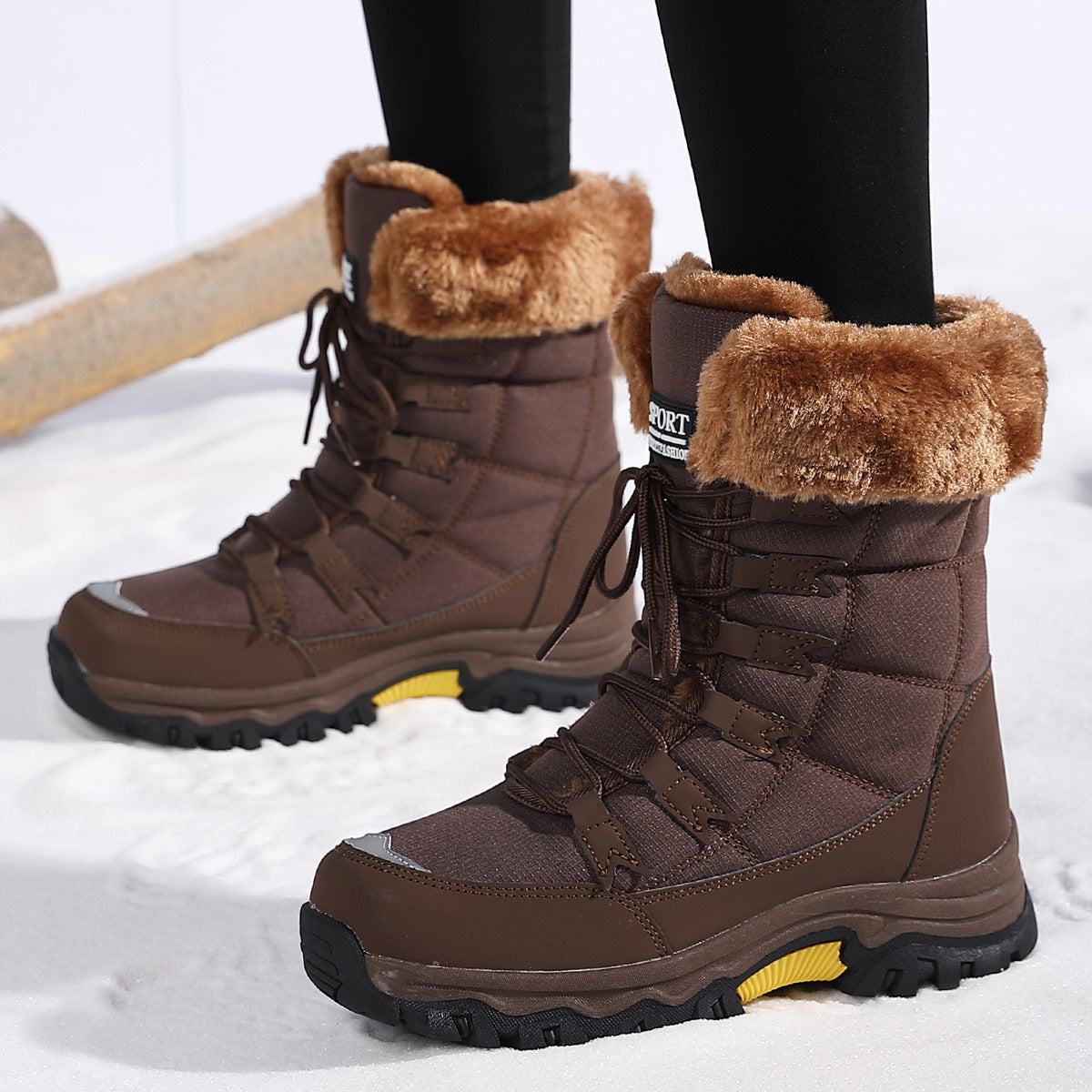Damen Winterstiefel mit kuscheligem Kunstfellkragen und rutschfester Sohle R&B