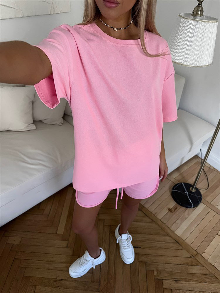 Damen lässiges T-Shirt und Shorts-Set mit lockerer Passform R&B