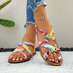 Damen Modesandalen mit buntem Riemendesign R&B