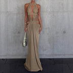 Damen Maxi-Kleid mit raffiniertem Cut-Out-Design und asymmetrischem Saum R&B