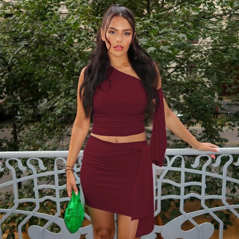 Damen One-Shoulder Mini-Kleid mit Raffung und elegantem Detail R&B