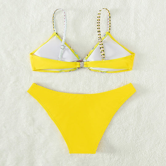 Damen Bikini-Set mit floralem Design und hochgeschnittenem Slip R&B