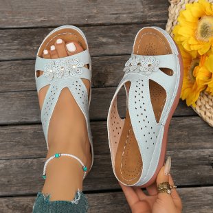 Damen Komfortable Sandalen mit dekorativem Blütendesign und atmungsaktivem Obermaterial R&B
