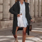 Damen Grobstrick-Cardigan mit offenem Schnitt und Kapuze R&B