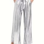 Damen elegante Plisseehose mit hochglänzendem Finish R&B