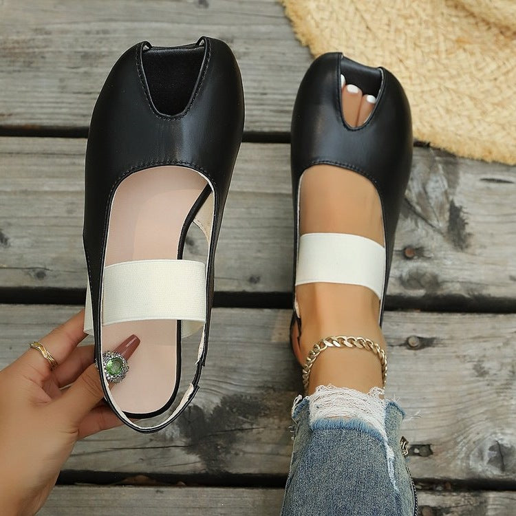 Damen elegante Zehentrenner-Sandalen mit elastischen Riemen R&B