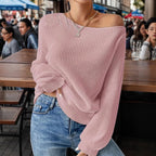Damen lässiger Pullover mit asymmetrischem Schnitt und überschnittenen Schultern R&B