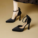 Damen elegante Satin-Pumps mit verspieltem Schleifen-Detail