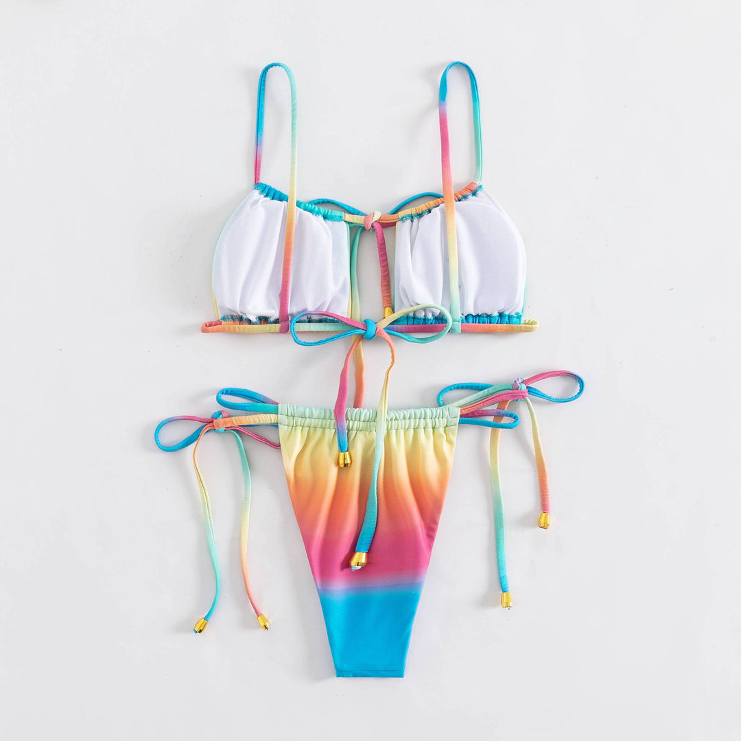 Damen Bikiniset mit verstellbaren Trägern und buntem Farbverlauf R&B