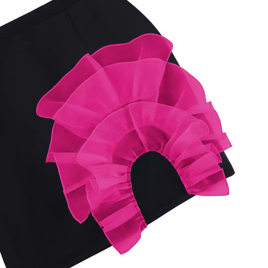 Damen Eleganter Rock mit voluminösem, transparenten Rüschensaum R&B