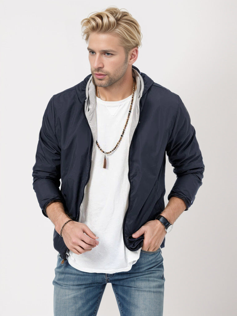 Herren leichte Übergangsjacke mit verstellbarer Kapuze R&B