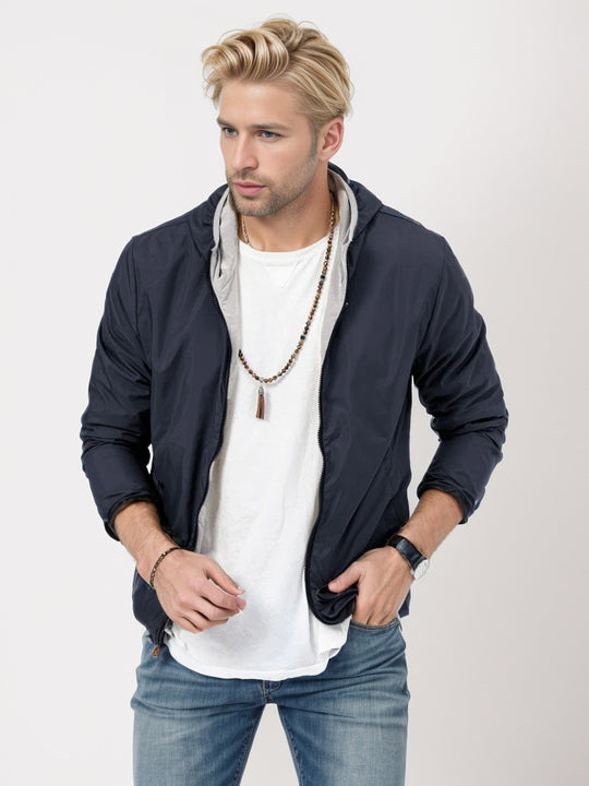Herren leichte Übergangsjacke mit verstellbarer Kapuze R&B