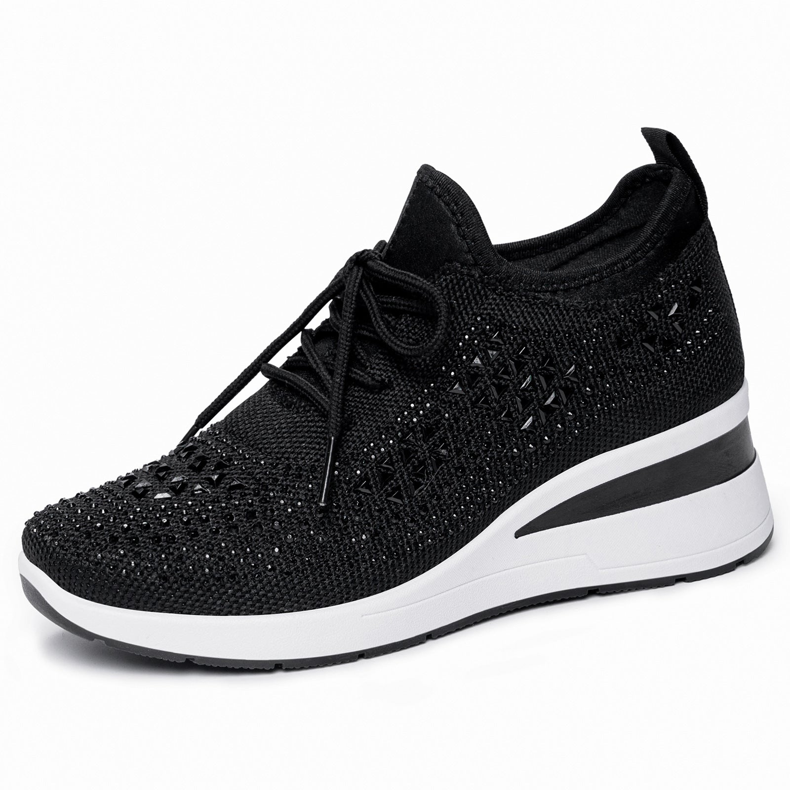 Damen Sportliche Sneakers mit Strass-Applikationen und atmungsaktivem Obermaterial