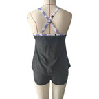 Damen Tankini-Oberteil mit gestreiftem Muster und bequemen Shorts R&B