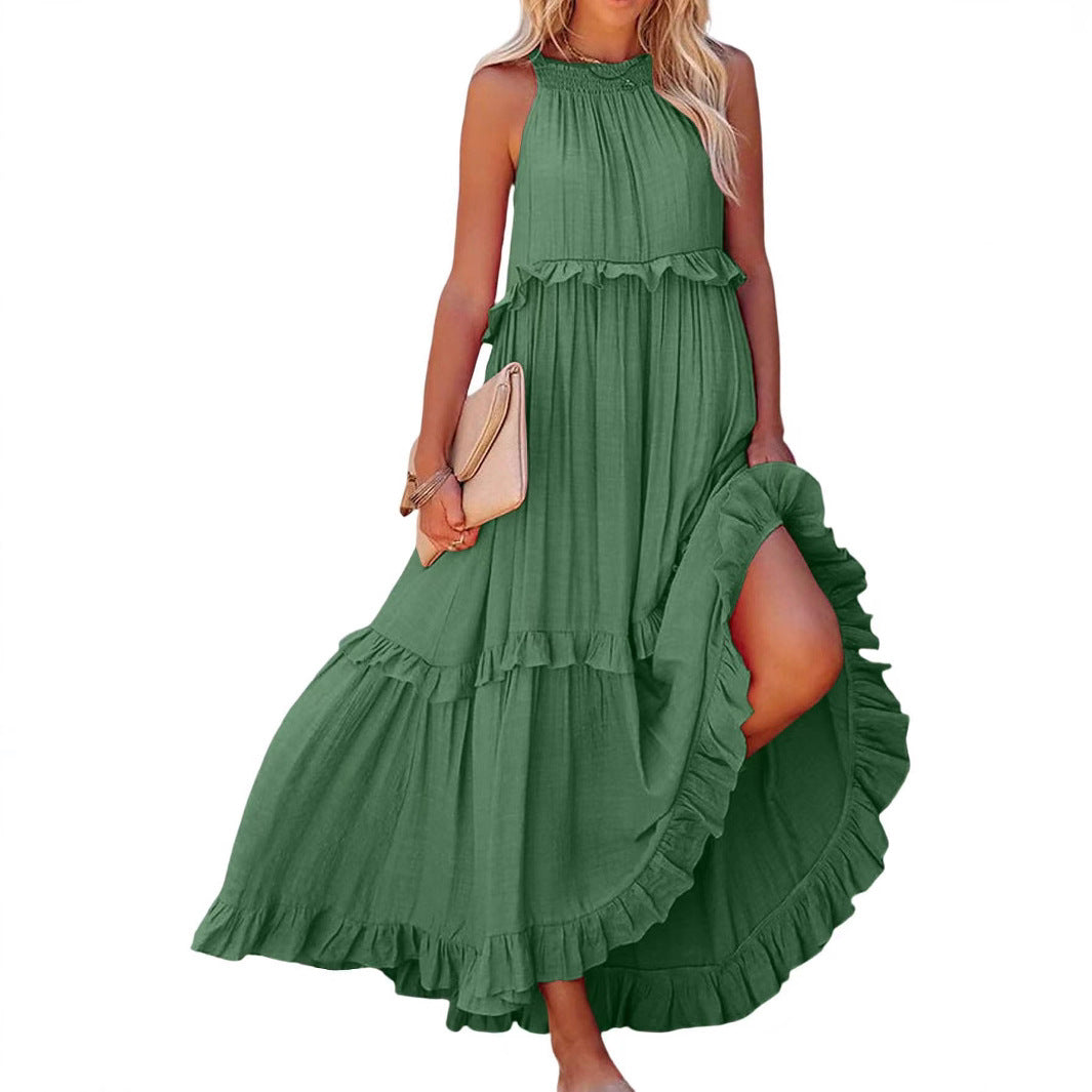 Damen Luftiges Maxikleid mit Rüschendetails und hoher Taille R&B
