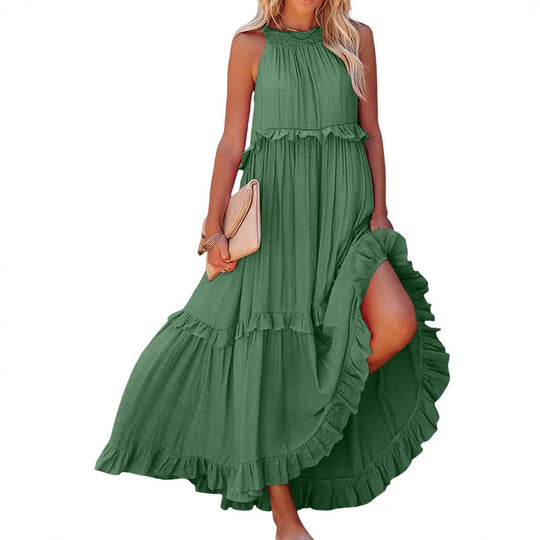 Damen Luftiges Maxikleid mit Rüschendetails und hoher Taille R&B