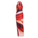 Damen Elegantes Maxikleid mit Halsband und raffinierten Farbverlauf R&B