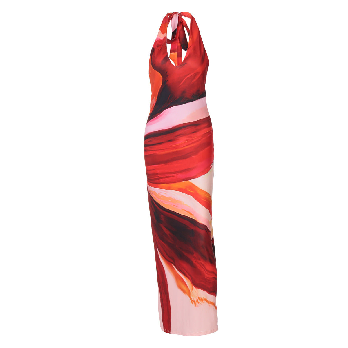 Damen Elegantes Maxikleid mit Halsband und raffinierten Farbverlauf R&B