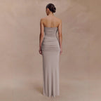 Damen Elegantes Minimalistisches Abendkleid mit Raffungen