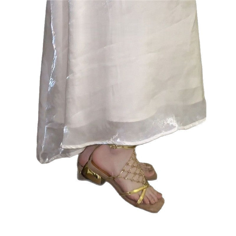 Damen elegante Riemchen-Sandalen mit funkelnden Kristallverzierungen R&B