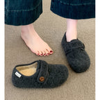 Damen Fleece Clogs mit praktischem Knopfverschluss und rutschfester Sohle R&B
