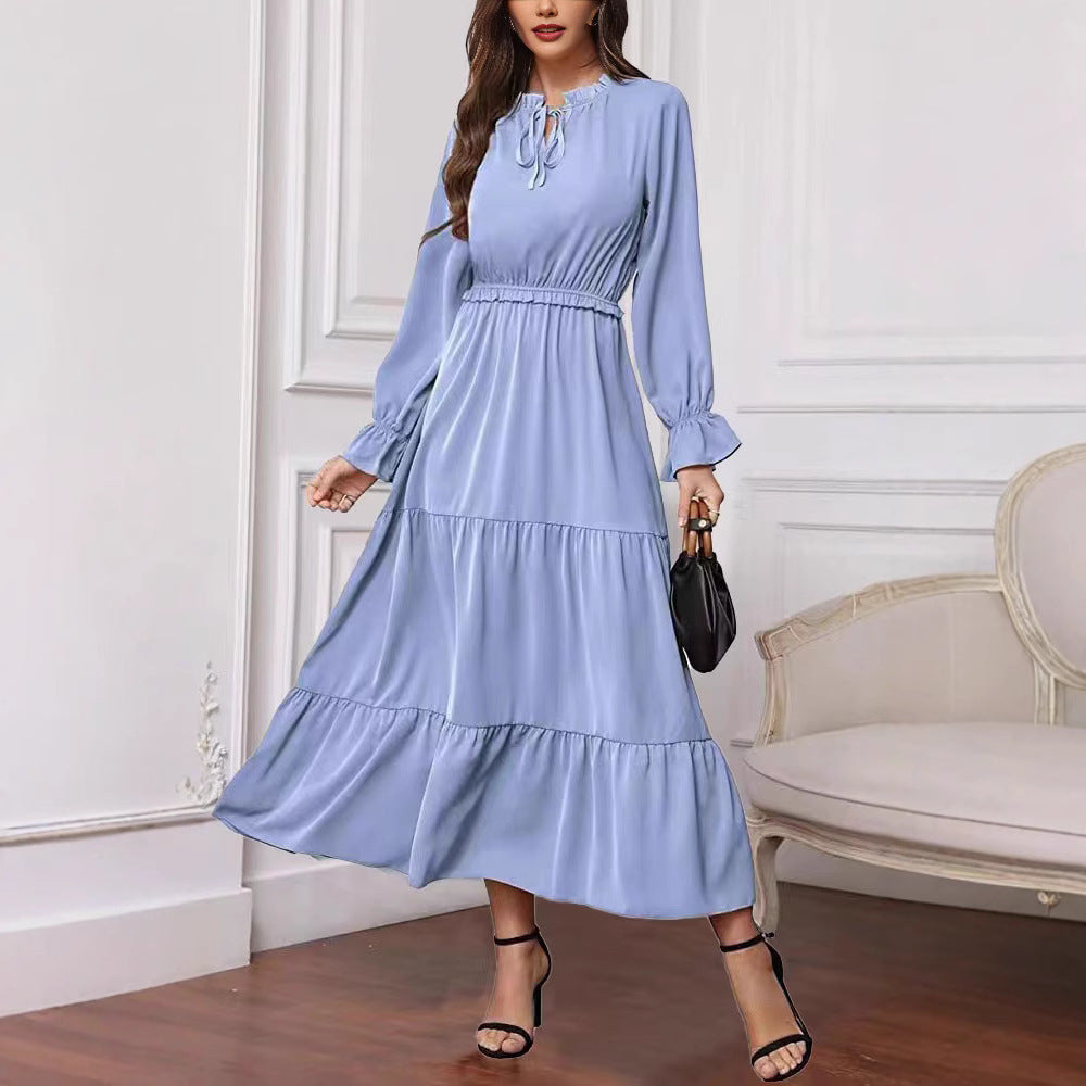 Damen Maxikleid mit voluminösen Ärmel- und Rüschendetails R&B