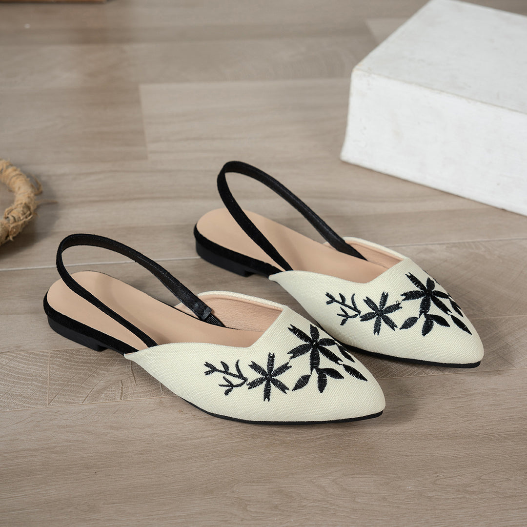 Damen Slingback-Ballerinas mit kunstvoller Stickerei und schickem spitzen Design R&B
