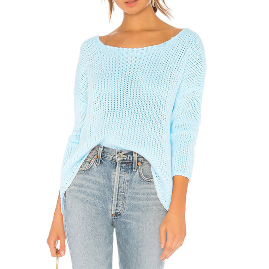 Damen luftiger Strickpullover mit weitem Schnitt und modernen Details R&B